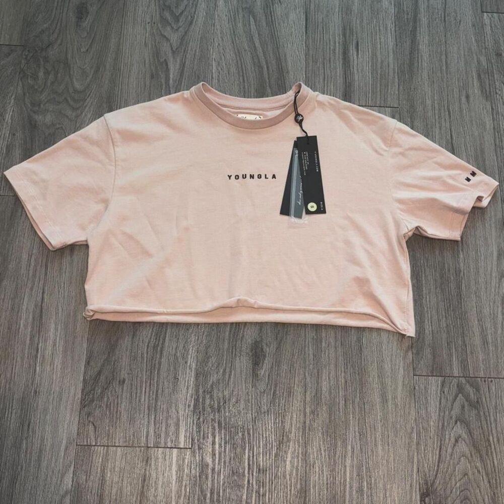 Young LA Baby Pink Cropped Tee, Size Small, Rare Sold Out Style